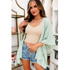 Beach Bound Tasseled Knit Kimono (Sage)