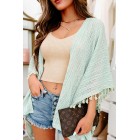 Beach Bound Tasseled Knit Kimono (Sage)