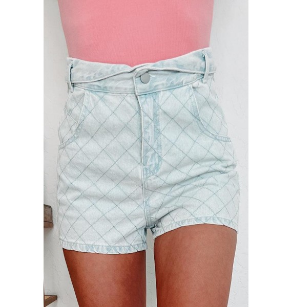 Want You Back Quilted Denim Shorts (Light)