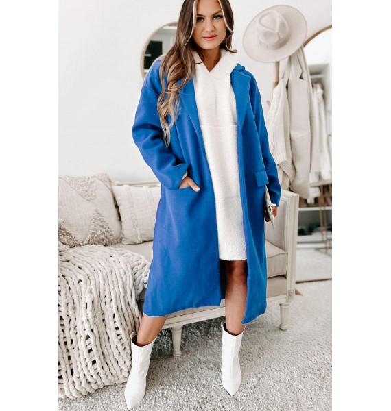 Looking For A Sign Open Front Coat (Blue)