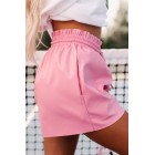 Chasing The Thrills Faux Leather Drawstring Shorts (Pink)