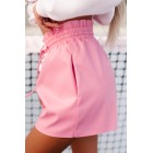 Chasing The Thrills Faux Leather Drawstring Shorts (Pink)