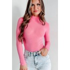 Spurs & Sparkles Rhinestone Mesh Mock Neck Bodysuit (Pink)