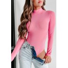 Spurs & Sparkles Rhinestone Mesh Mock Neck Bodysuit (Pink)