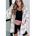 Drop By Plaid Fringe Shacket (Lavender)