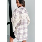 Drop By Plaid Fringe Shacket (Lavender)