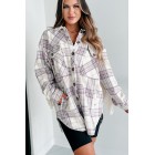 Drop By Plaid Fringe Shacket (Lavender)