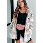 Drop By Plaid Fringe Shacket (Lavender)