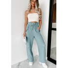 Gwendolyn High Waisted Linen Pants (Teal)