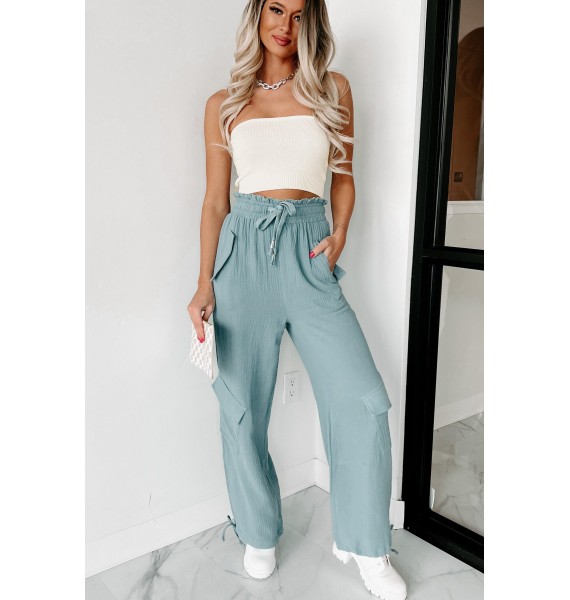 Gwendolyn High Waisted Linen Pants (Teal)
