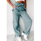 Gwendolyn High Waisted Linen Pants (Teal)