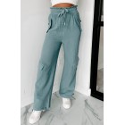 Gwendolyn High Waisted Linen Pants (Teal)