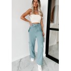 Gwendolyn High Waisted Linen Pants (Teal)