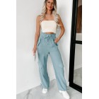 Gwendolyn High Waisted Linen Pants (Teal)