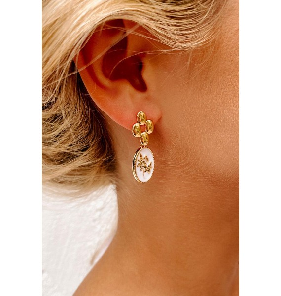 Chicly Sophisticated Dangle Earring (Gold/White)