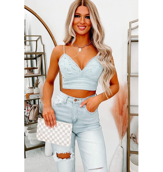 Bodhi Crochet Lace Crop Top (Sky Blue)