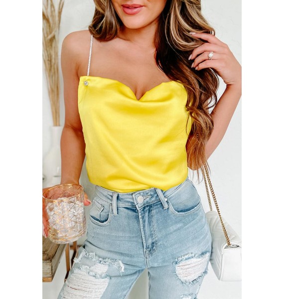 Everything I Wanted Satin Rhinestone Strap Tank (Yellow)