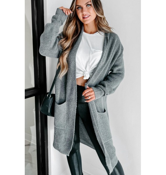 Sweet Whispers Longline Cardigan (Charcoal)