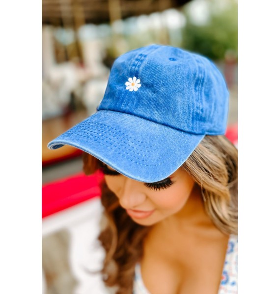 My Little Flower Daisy Embroidered Baseball Cap (Royal)