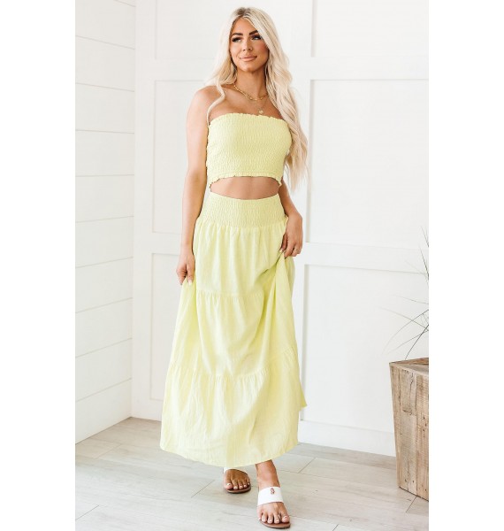 Confident Choices Smocked Tube Top & Skirt Set (Lime)