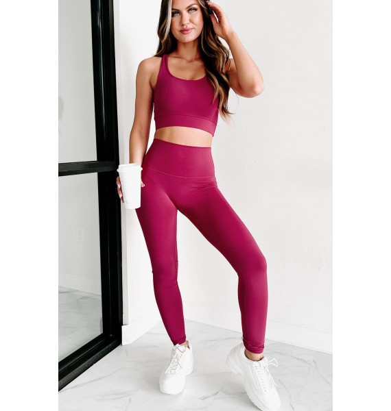 Out Here Lifting Weights Two Piece Legging Set (Magenta)