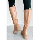 Racing Toward Extinction Knee High Lug Sole Boots (Nude)