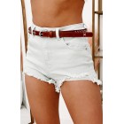 Amarillo Western Stitched Skinny Leather Belt (Tan)