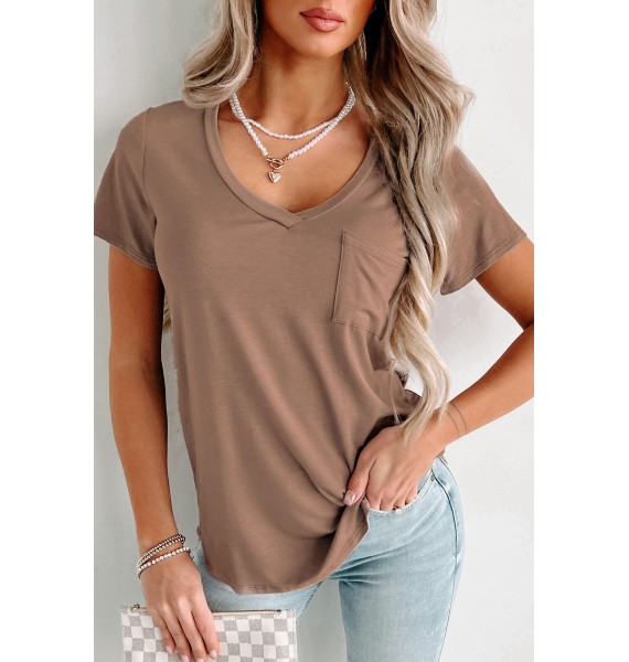 V-Neck Pocket Tee (Smokey Taupe)