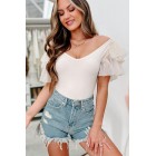 Delicate Decisions Tiered Sleeve Bodysuit (Cream)