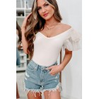 Delicate Decisions Tiered Sleeve Bodysuit (Cream)