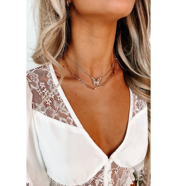 Flirt Alert Layered Necklace (Gold)