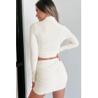 Cost Of Business Textured Top & Skirt Two-Piece Set (Cream)