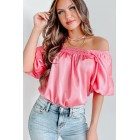 Friend Zone Puff Sleeve Top (Pink)