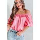 Friend Zone Puff Sleeve Top (Pink)