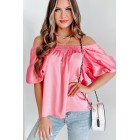 Friend Zone Puff Sleeve Top (Pink)