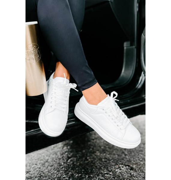 Sidewalk Strut Platform Sneaker (White)
