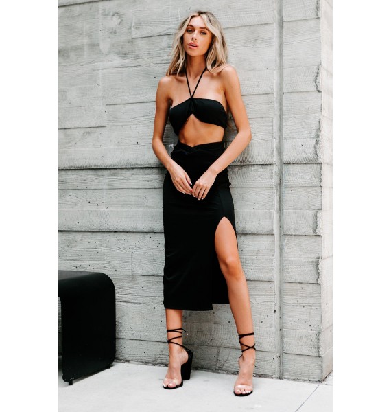 Wow The Crowd Ribbed Two Piece Set (Black)