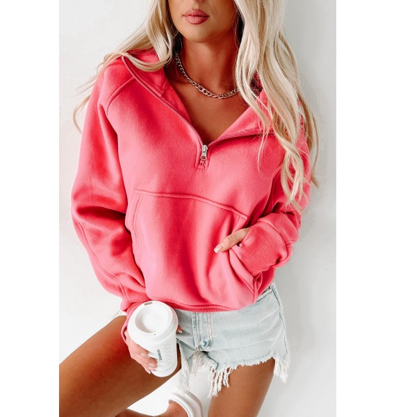 Permanent Feature Quarter Zip Fleece-Lined NanaMacs Original Hoodie (Pink)