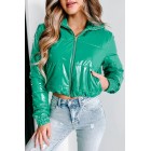 Big City Streets Patent Leather Puffer Jacket (Kelly Green)