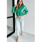 Big City Streets Patent Leather Puffer Jacket (Kelly Green)