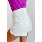 Albany High Rise Distressed Denim Shorts (White)