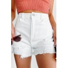 Albany High Rise Distressed Denim Shorts (White)