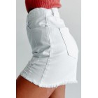 Albany High Rise Distressed Denim Shorts (White)