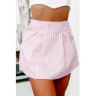 Afternoon Sun Gingham Print Skort (Pink)