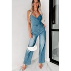 Any Day Wide Leg Denim Jumpsuit (Medium)