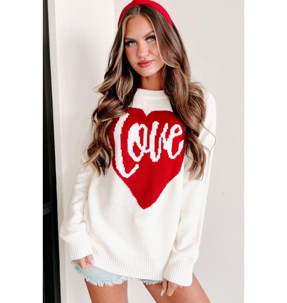 Touched By Love Graphic Sweater (White)