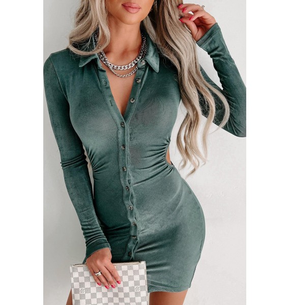 Don't Blow It Cut-Out Bodycon Mini Dress (Blue Green)