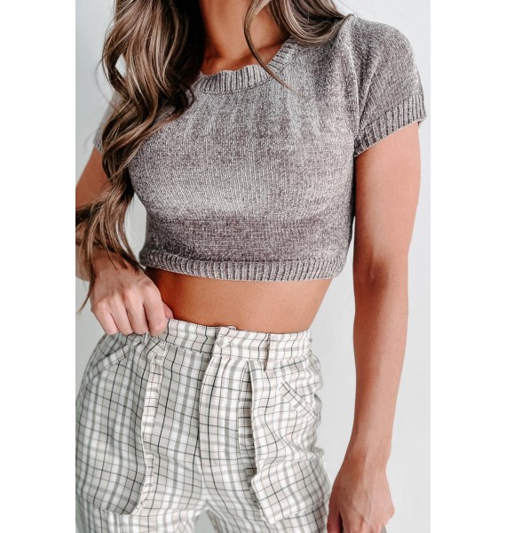 Unique Feeling Chenille Crop Top (Mushroom)