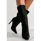 High Voltage Heeled Rhinestone Booties (Black)