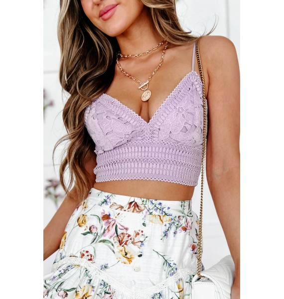 Bodhi Crochet Lace Crop Top (Lilac)